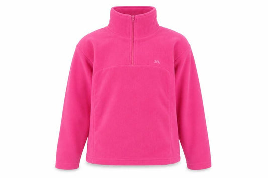 Front view of Trespass girls’ pink 9-10 years fleece 1/4 zip pullover sweatshirt
