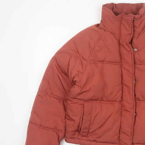 Topshop Women’s Orange UK 8 Cropped Puffer Jacket Quilted Drawstring