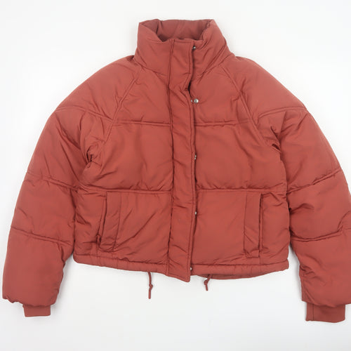 Topshop Women’s Orange UK 8 Cropped Puffer Jacket Quilted Drawstring