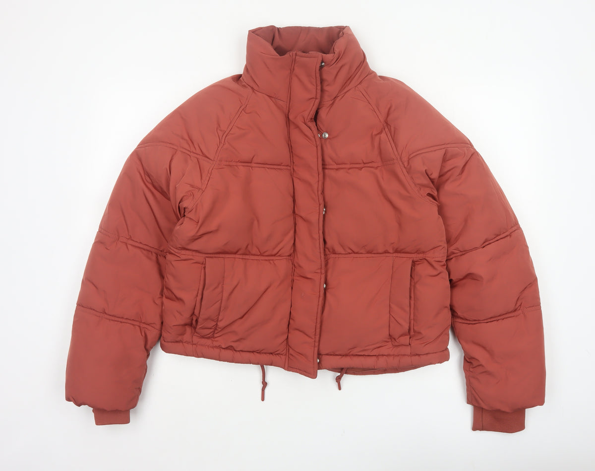 Topshop Women’s Orange UK 8 Cropped Puffer Jacket Quilted Drawstring