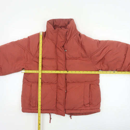 Topshop Women’s Orange UK 8 Cropped Puffer Jacket Quilted Drawstring