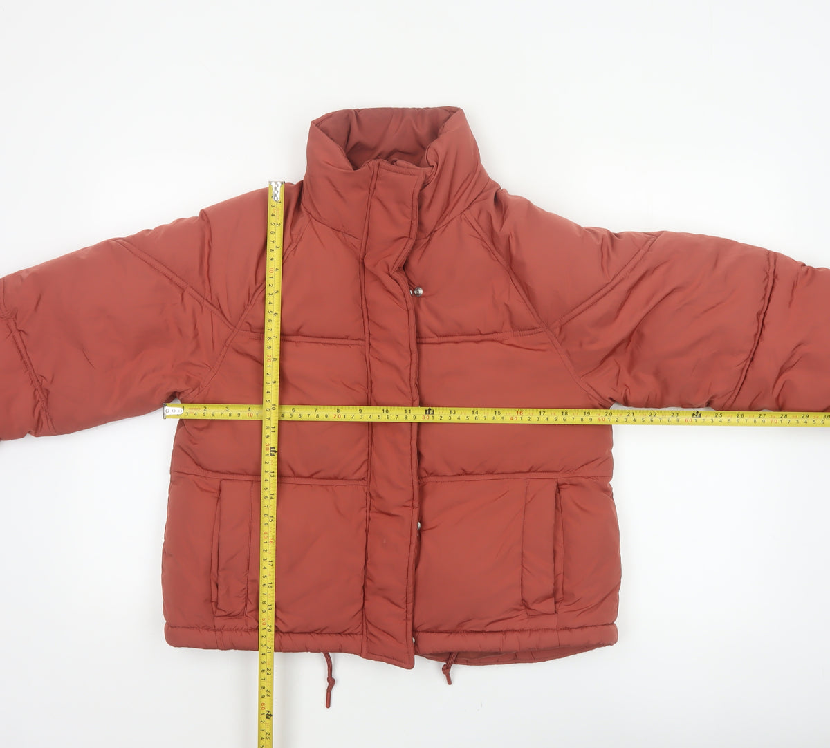 Topshop Women’s Orange UK 8 Cropped Puffer Jacket Quilted Drawstring