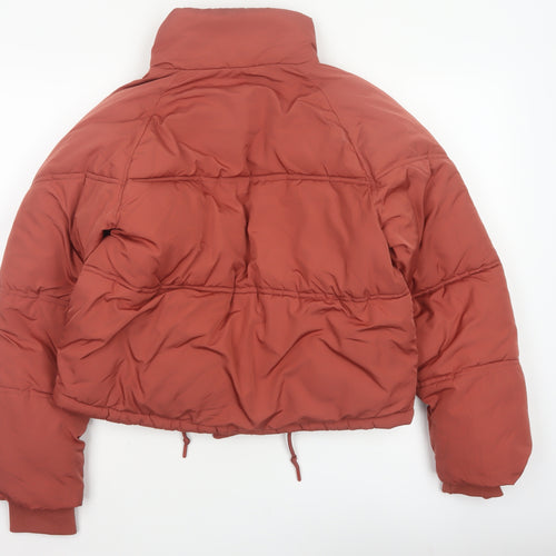 Topshop Women’s Orange UK 8 Cropped Puffer Jacket Quilted Drawstring