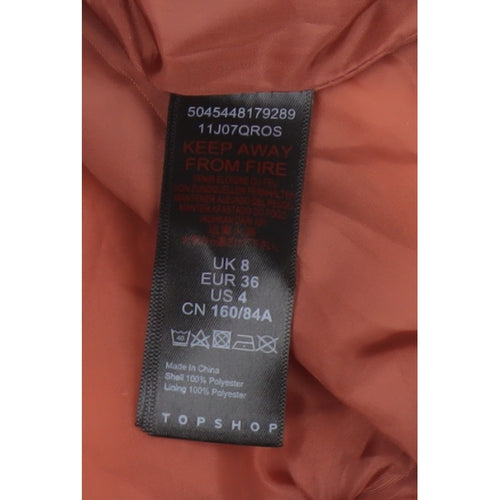 Topshop Women’s Orange UK 8 Cropped Puffer Jacket Quilted Drawstring