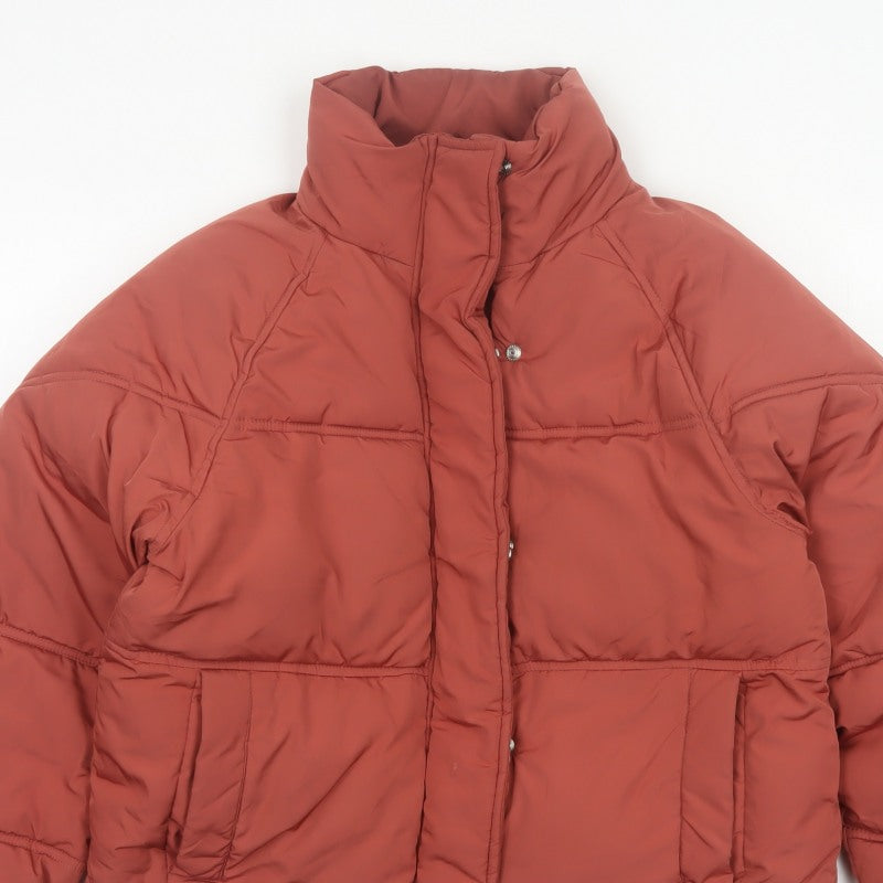 Topshop Women’s Orange UK 8 Cropped Puffer Jacket Quilted Drawstring