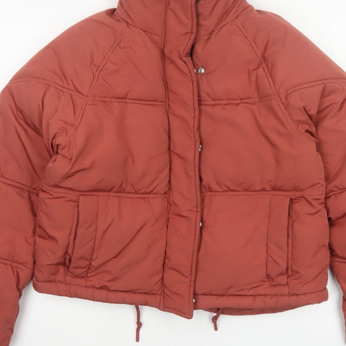 Topshop Women’s Orange UK 8 Cropped Puffer Jacket Quilted Drawstring