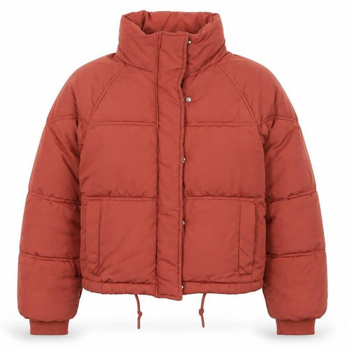 Topshop Women’s Orange UK 8 Cropped Puffer Jacket Quilted Drawstring