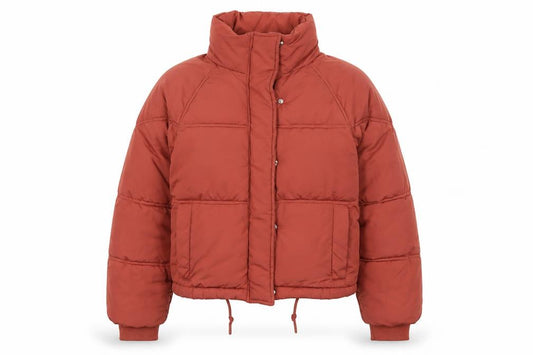 Topshop Women’s Orange UK 8 Cropped Puffer Jacket Quilted Drawstring