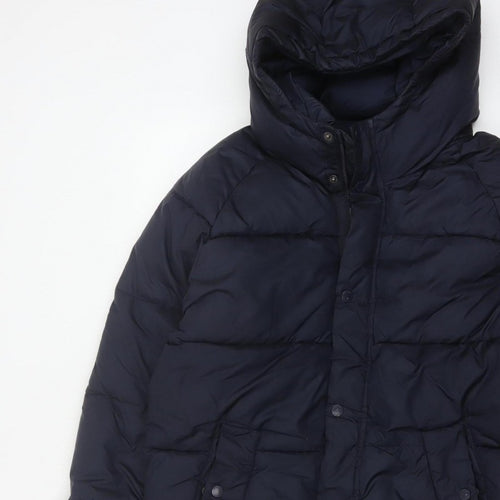 Zara Boys Navy 13-14 Years Hooded Puffer Jacket Padded Winter Coat