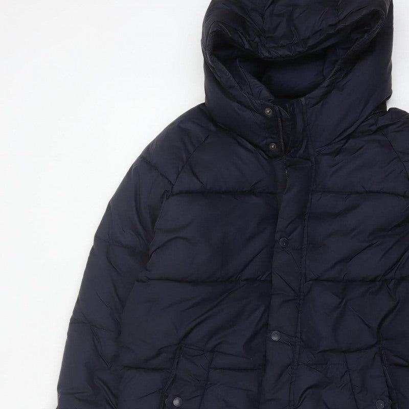 Zara Boys Navy 13-14 Years Hooded Puffer Jacket Padded Winter Coat