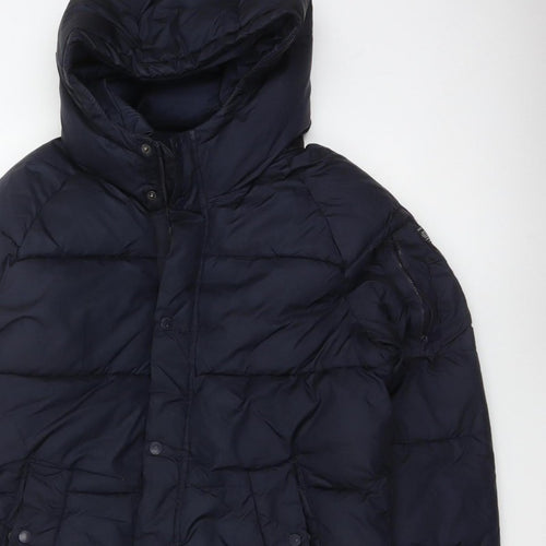 Zara Boys Navy 13-14 Years Hooded Puffer Jacket Padded Winter Coat