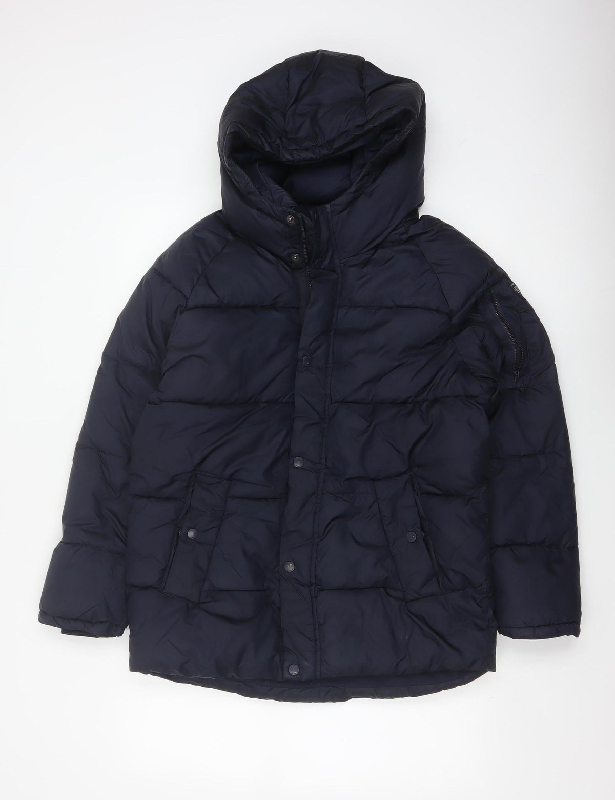 Zara Boys Navy 13-14 Years Hooded Puffer Jacket Padded Winter Coat