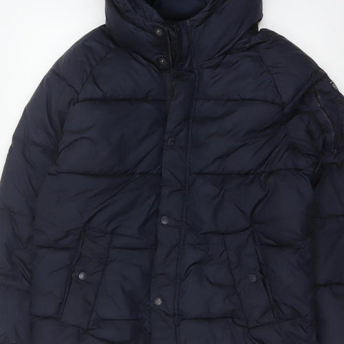 Zara Boys Navy 13-14 Years Hooded Puffer Jacket Padded Winter Coat