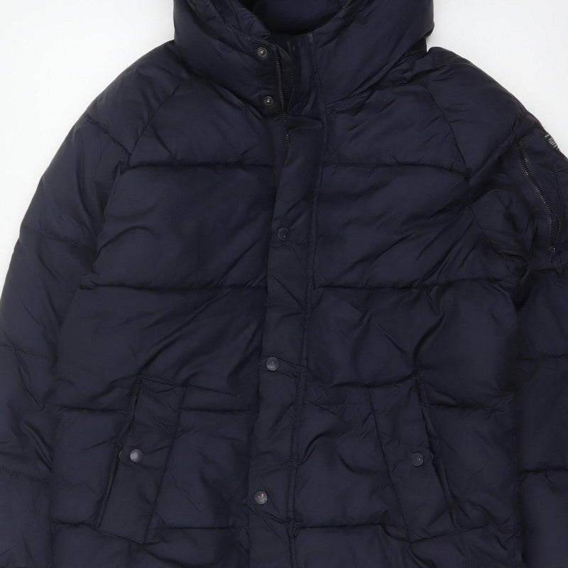 Zara Boys Navy 13-14 Years Hooded Puffer Jacket Padded Winter Coat