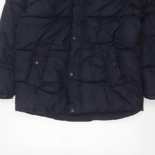 Zara Boys Navy 13-14 Years Hooded Puffer Jacket Padded Winter Coat