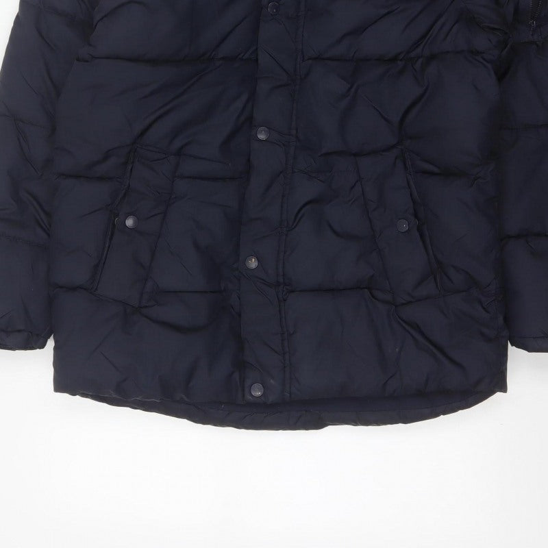 Zara Boys Navy 13-14 Years Hooded Puffer Jacket Padded Winter Coat
