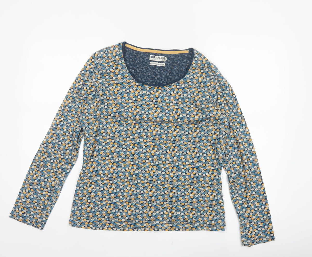 Seasalt Women’s Blue Floral Jersey Long Sleeve T-Shirt UK 16