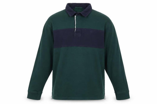 James Pringle Men’s Green Navy Colourblock Long Sleeve Polo L