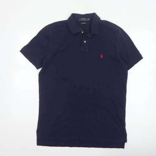 Polo Ralph Lauren Men's Blue 2XL Custom Fit Cotton Short Sleeve Polo