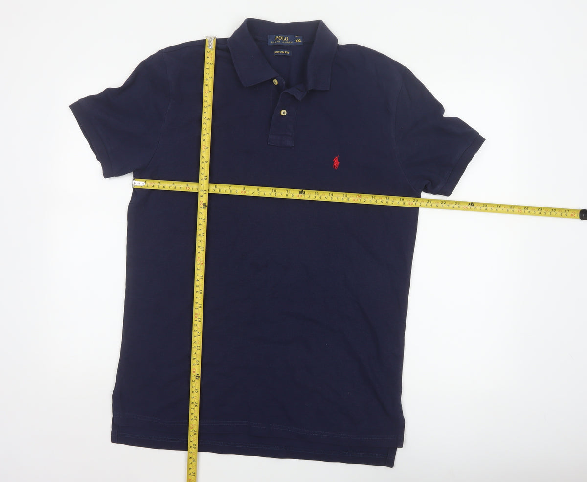 Polo Ralph Lauren Men's Blue 2XL Custom Fit Cotton Short Sleeve Polo