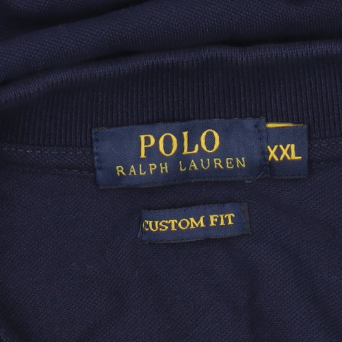 Polo Ralph Lauren Men's Blue 2XL Custom Fit Cotton Short Sleeve Polo