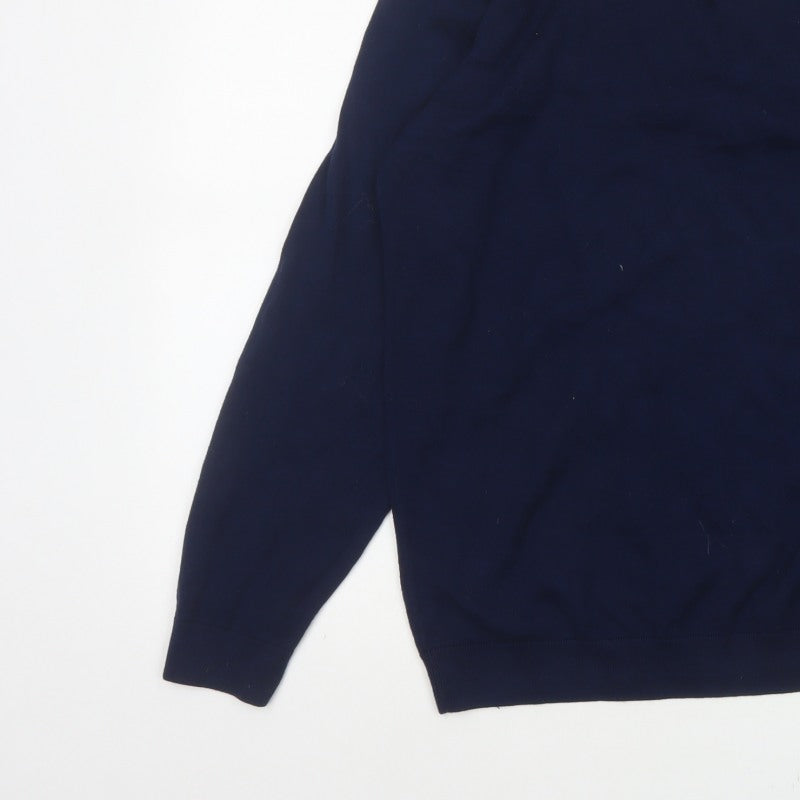 Next Men’s Navy Blue XL Collared Cotton Blend Pullover Jumper
