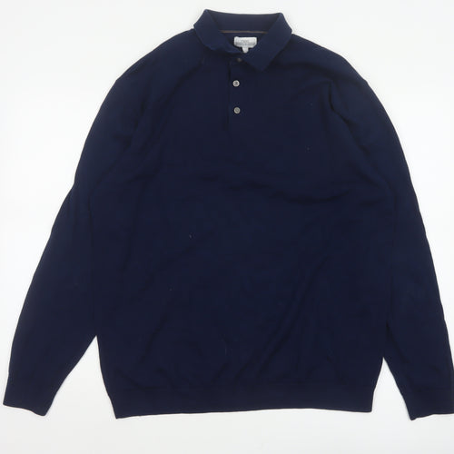 Next Men’s Navy Blue XL Collared Cotton Blend Pullover Jumper