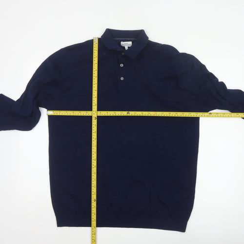 Next Men’s Navy Blue XL Collared Cotton Blend Pullover Jumper