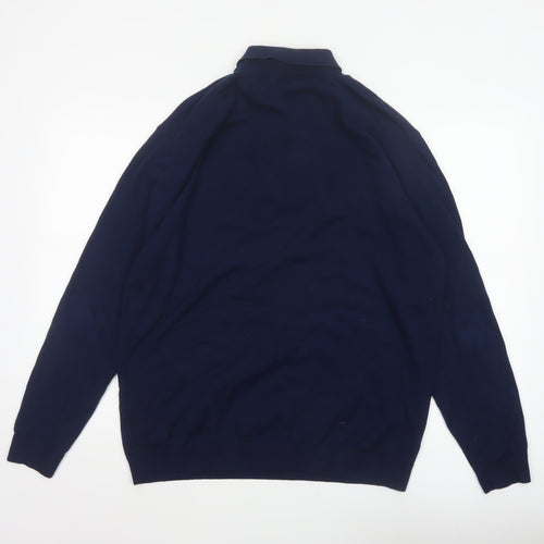 Next Men’s Navy Blue XL Collared Cotton Blend Pullover Jumper