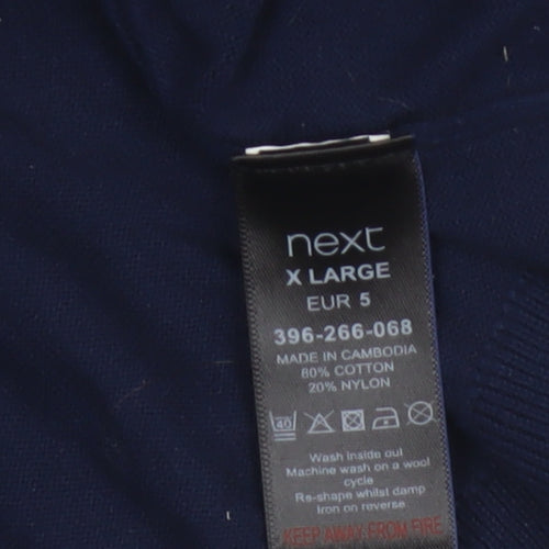 Next Men’s Navy Blue XL Collared Cotton Blend Pullover Jumper