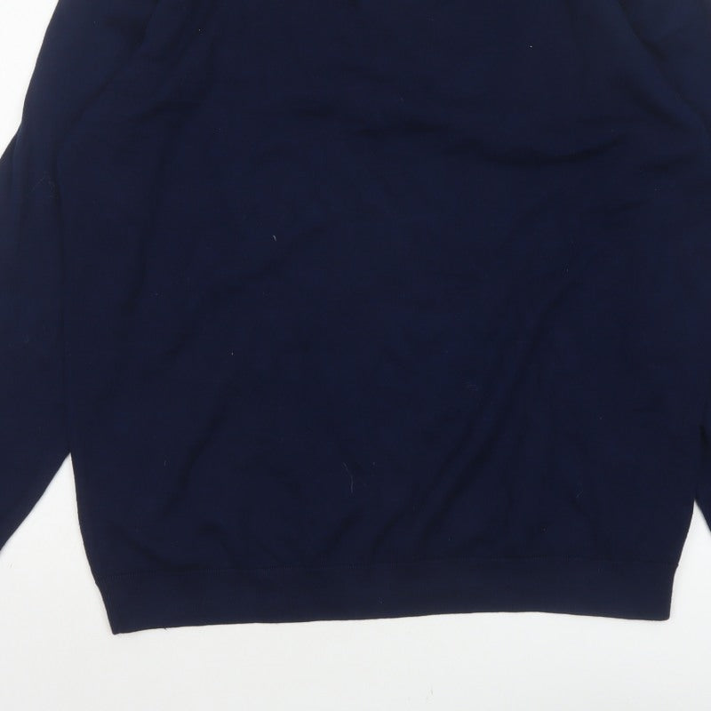 Next Men’s Navy Blue XL Collared Cotton Blend Pullover Jumper