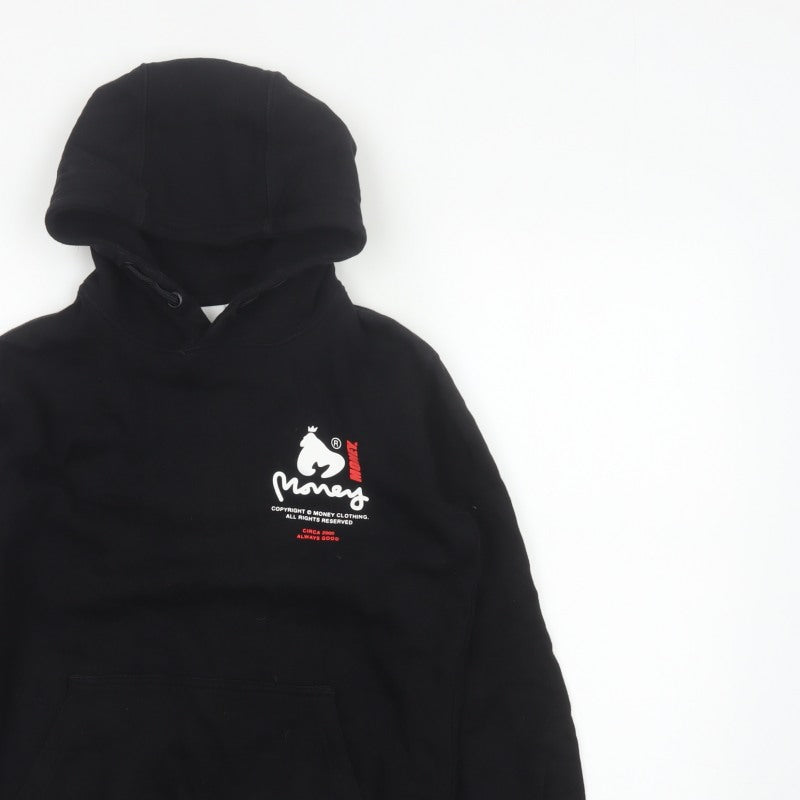 Money Boys Black 12-13 Years Pullover Logo Hoodie Cotton