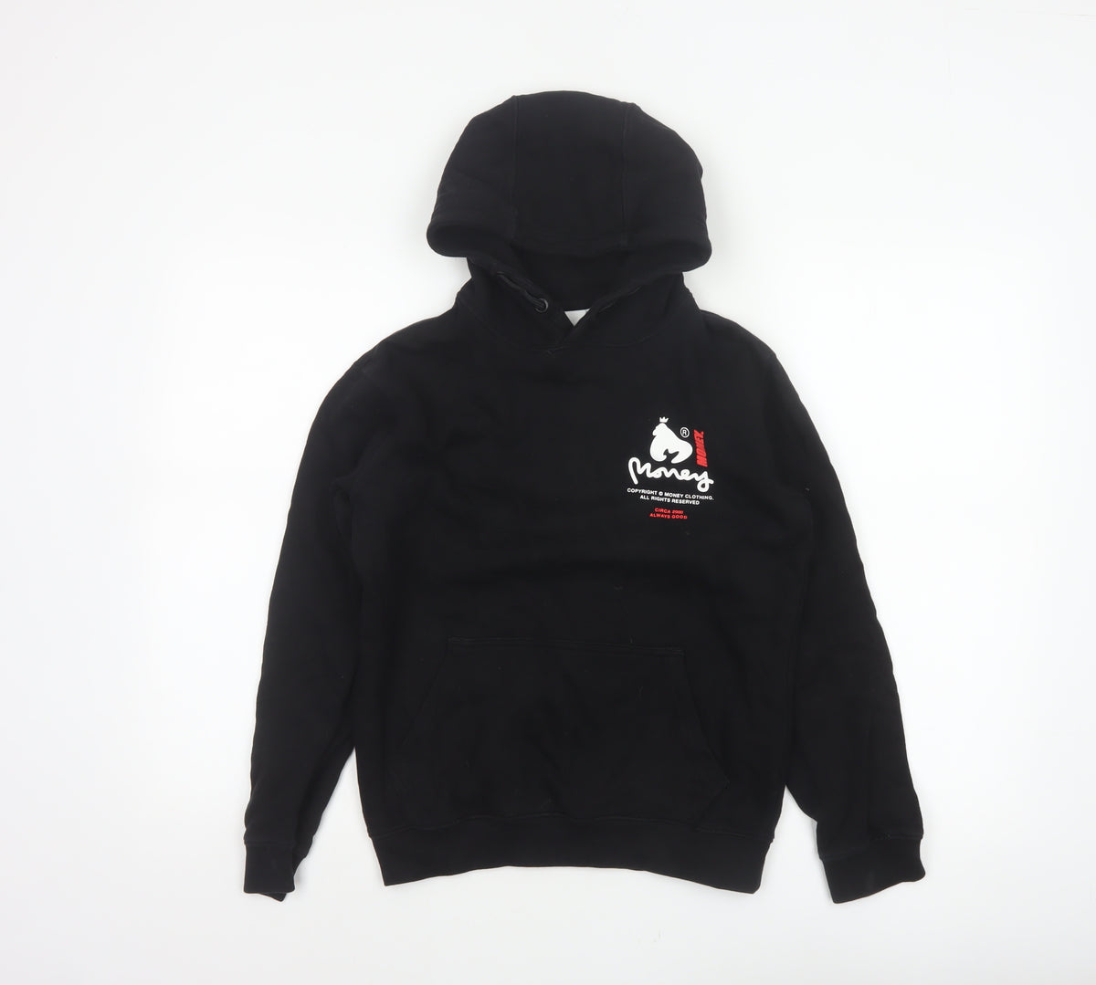 Money Boys Black 12-13 Years Pullover Logo Hoodie Cotton