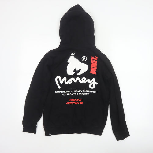 Money Boys Black 12-13 Years Pullover Logo Hoodie Cotton