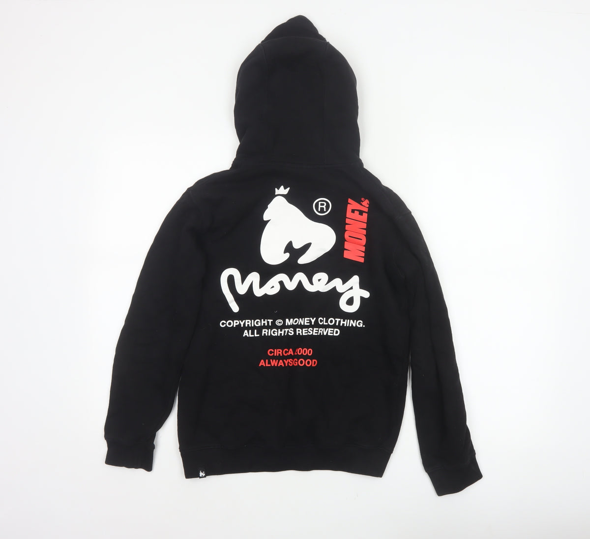 Money Boys Black 12-13 Years Pullover Logo Hoodie Cotton