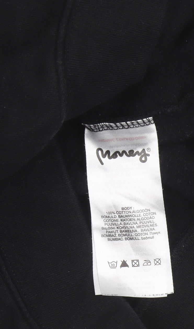 Money Boys Black 12-13 Years Pullover Logo Hoodie Cotton