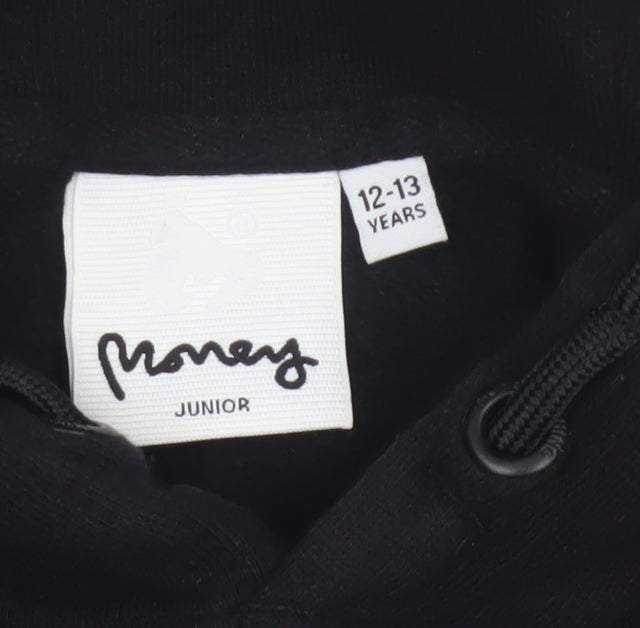 Money Boys Black 12-13 Years Pullover Logo Hoodie Cotton