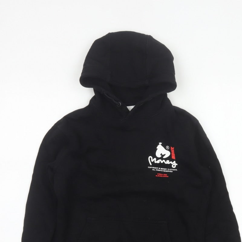 Money Boys Black 12-13 Years Pullover Logo Hoodie Cotton