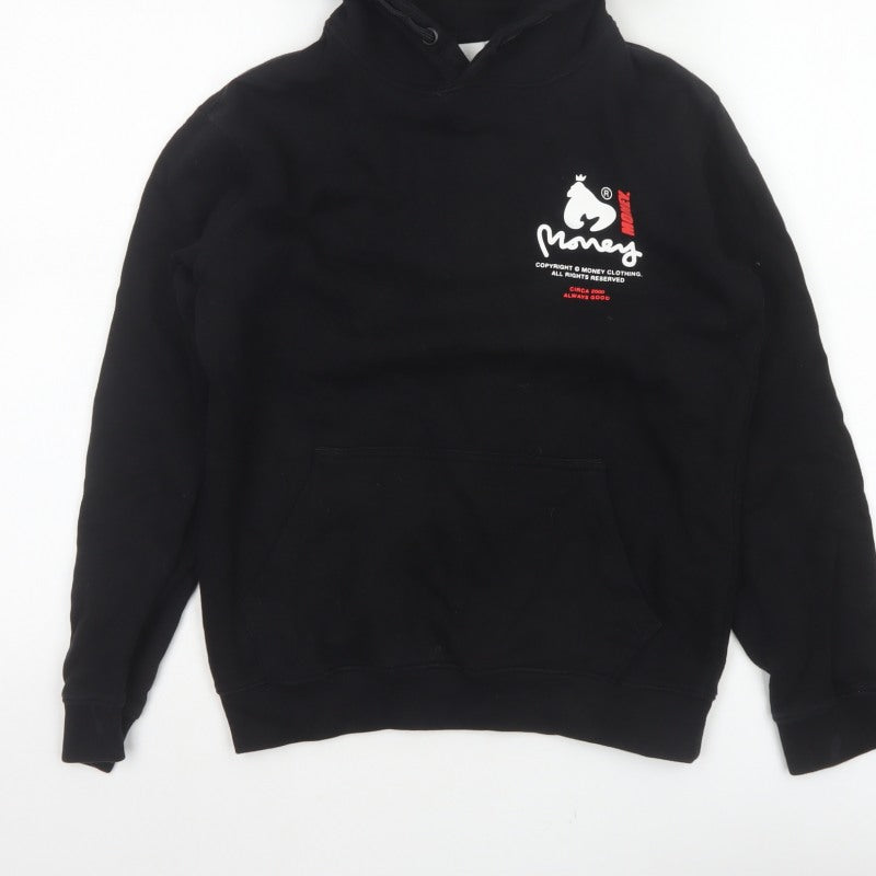 Money Boys Black 12-13 Years Pullover Logo Hoodie Cotton