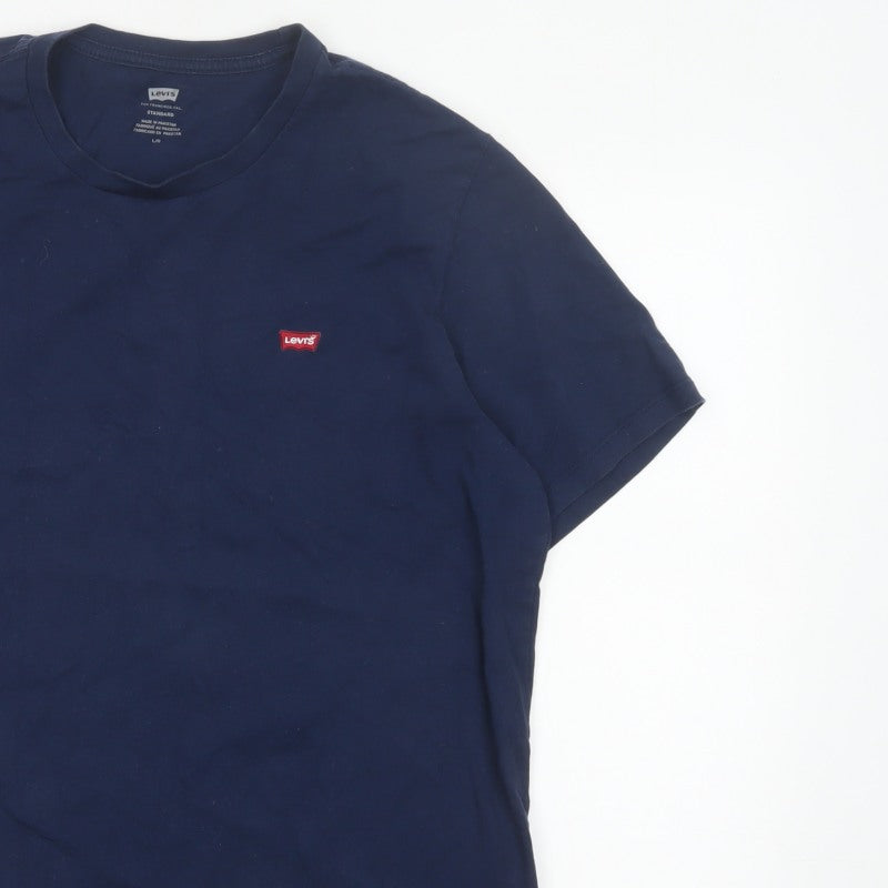 Levi's Men's Blue L Standard Logo Crew Neck Cotton T-Shirt Short Sleeve
