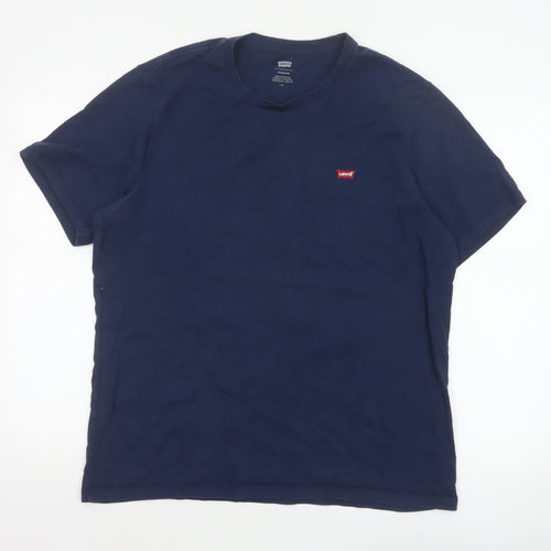 Levi's Men's Blue L Standard Logo Crew Neck Cotton T-Shirt Short Sleeve