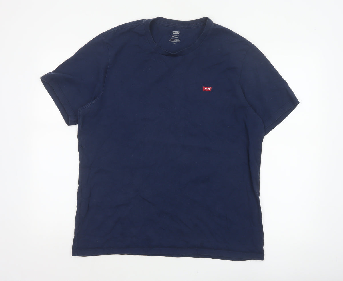 Levi's Men's Blue L Standard Logo Crew Neck Cotton T-Shirt Short Sleeve