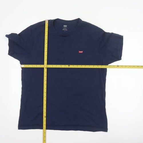 Levi's Men's Blue L Standard Logo Crew Neck Cotton T-Shirt Short Sleeve