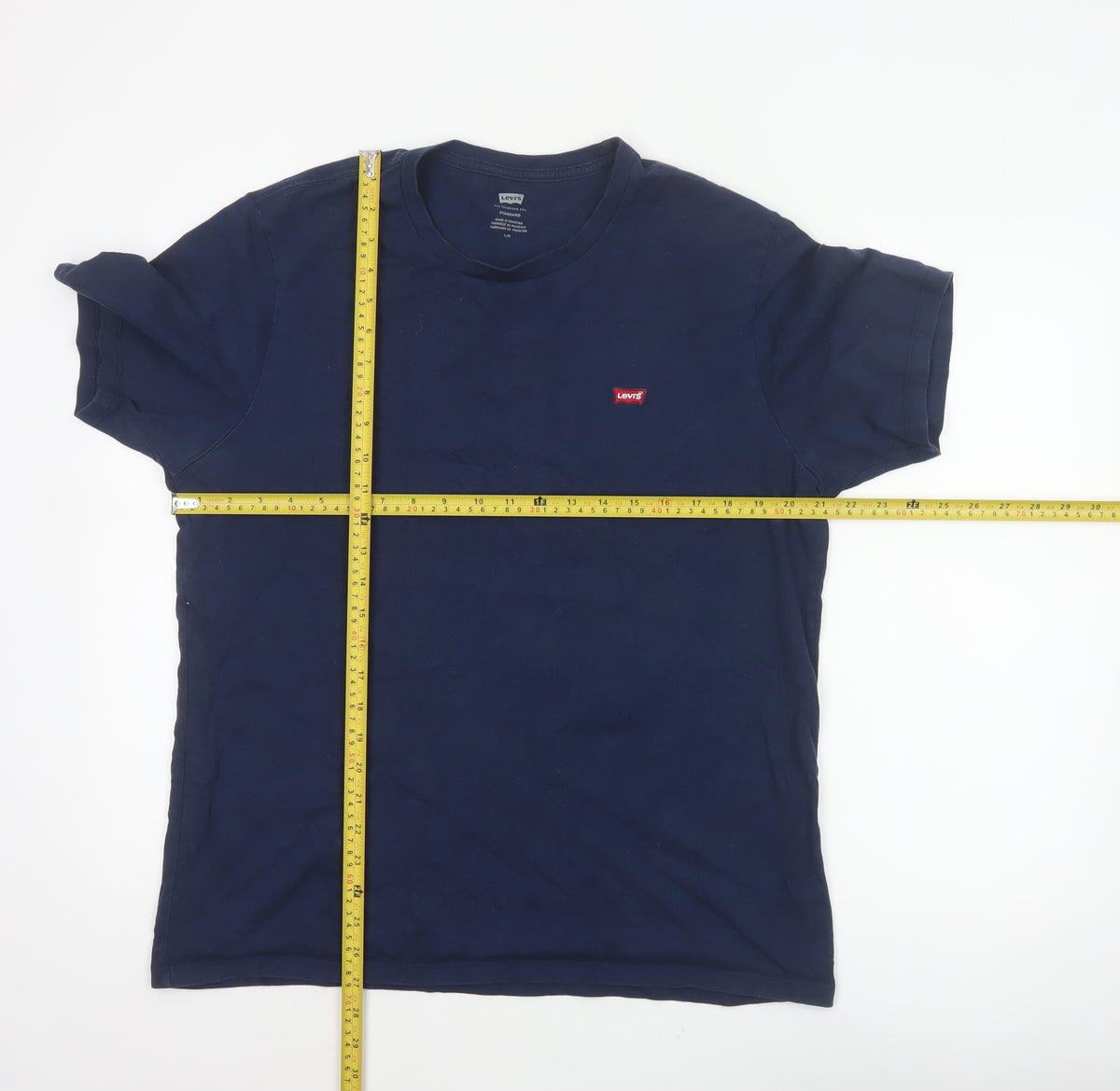 Levi's Men's Blue L Standard Logo Crew Neck Cotton T-Shirt Short Sleeve