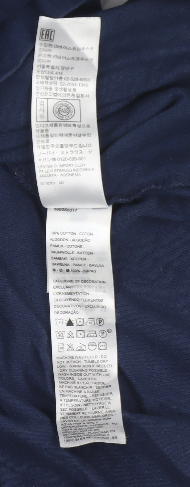 Levi's Men's Blue L Standard Logo Crew Neck Cotton T-Shirt Short Sleeve