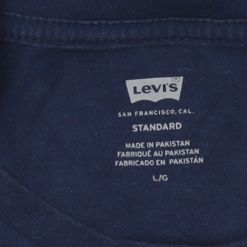 Levi's Men's Blue L Standard Logo Crew Neck Cotton T-Shirt Short Sleeve