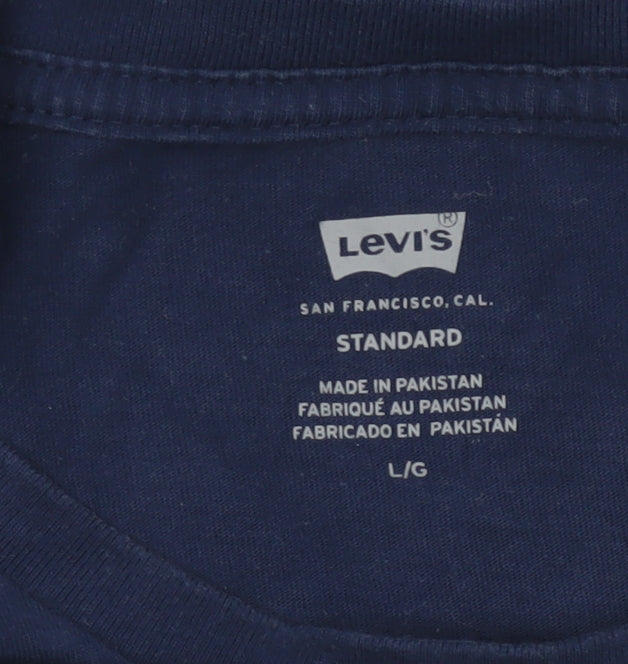 Levi's Men's Blue L Standard Logo Crew Neck Cotton T-Shirt Short Sleeve