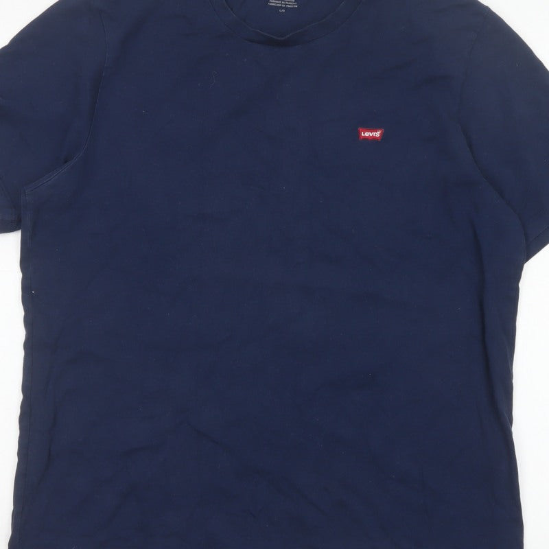 Levi's Men's Blue L Standard Logo Crew Neck Cotton T-Shirt Short Sleeve