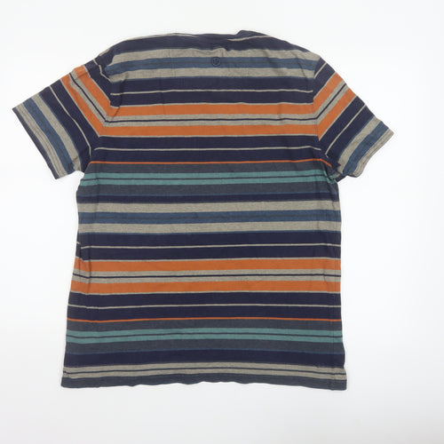 Fat Face Men's Multicoloured Striped Pocket T-Shirt L Short Sleeve