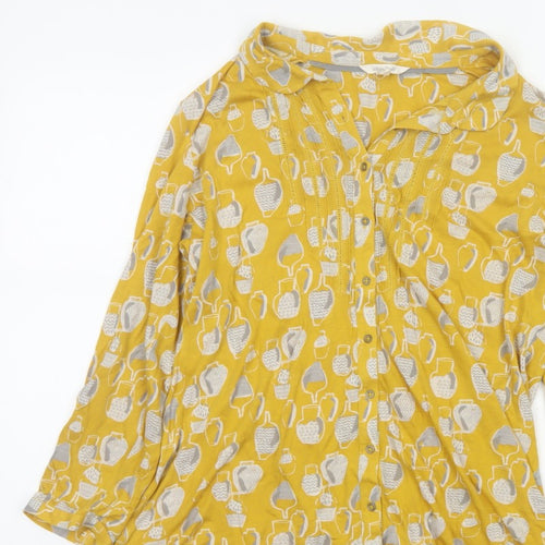 White Stuff Women Yellow Vase Print Tunic Blouse UK 10